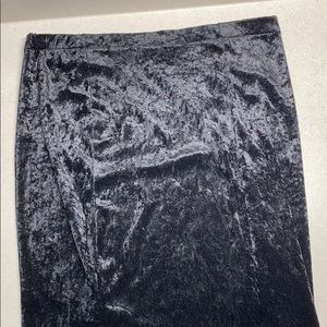 Velvet black midi slit slip skirt